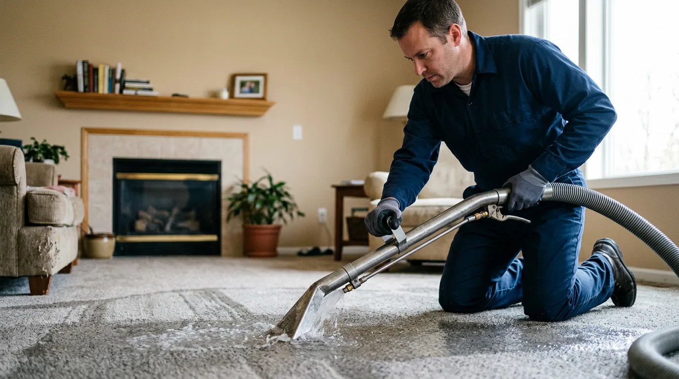 Water damage restoration technician working near Valier, PA